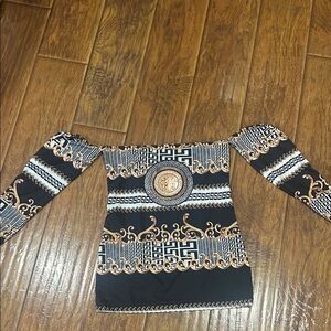 Black and Gold Off-Shoulder Top
